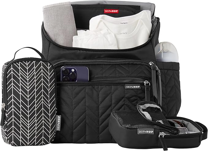 Skip Hop Diaper Bag Backpack: Forma, Multi-Function Baby Travel Bag with Changing Pad & Stroller Attachment, Jet Black - Image 5
