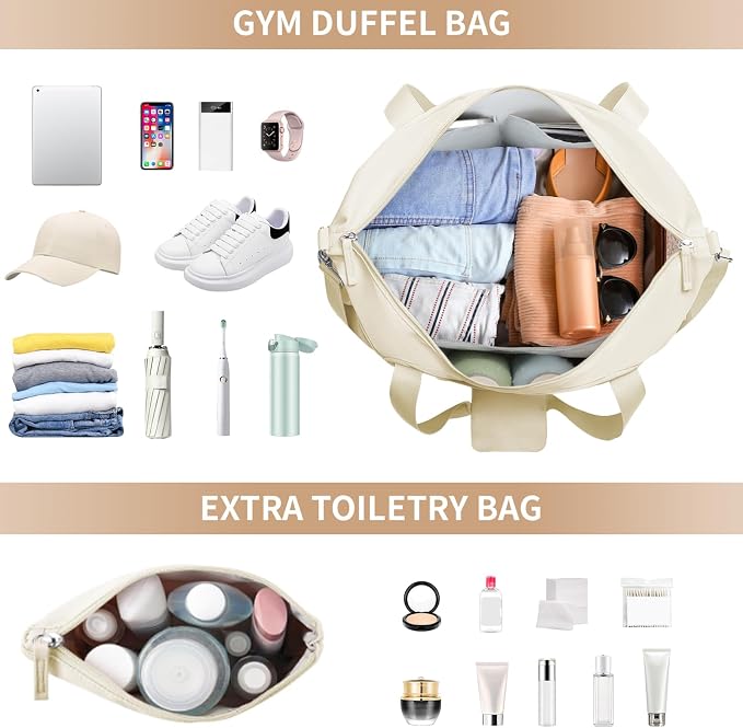 Gym Bag for Women, 45L Carry On Travel Duffel Bag with Shoes Compartment | Weekender Overnight Duffel Bag with Wet Pocket, Hospital Bag for Women Labor Delivery, Carry On Bag for Travel, Gym, Weekend - Image 3