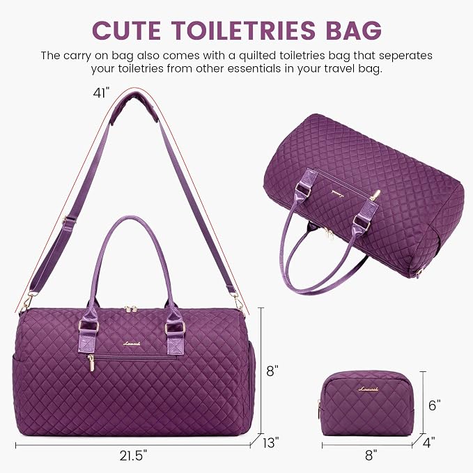 LOVEVOOK Travel Duffle Bag, Weekender Bag for Women with Toiletry Bag, Carry on Overnight Bag with Shoe Compartment, Gym Duffel Bag with Wet Pocket, Mommy Hospital Bags for Labor and Delivery - Image 6