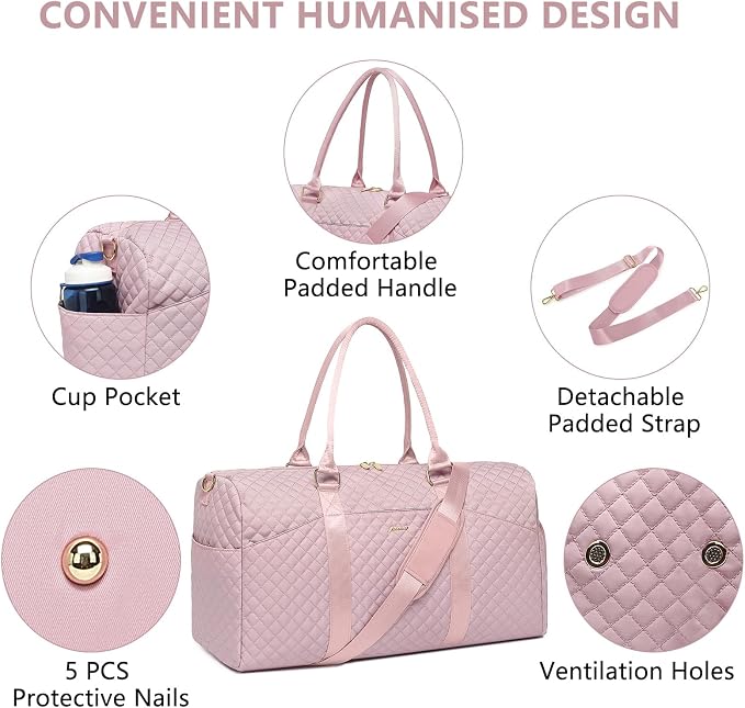 Women Weekender Travel Duffle Bag: Travel Duffel Overnight Bags with Shoe Compartment Large Carry on Tote with Toiletry Bag Weekend Traveling Yoga Gym Hospital Bag for Women with Wet Pocket 3 PCS Set - Image 3