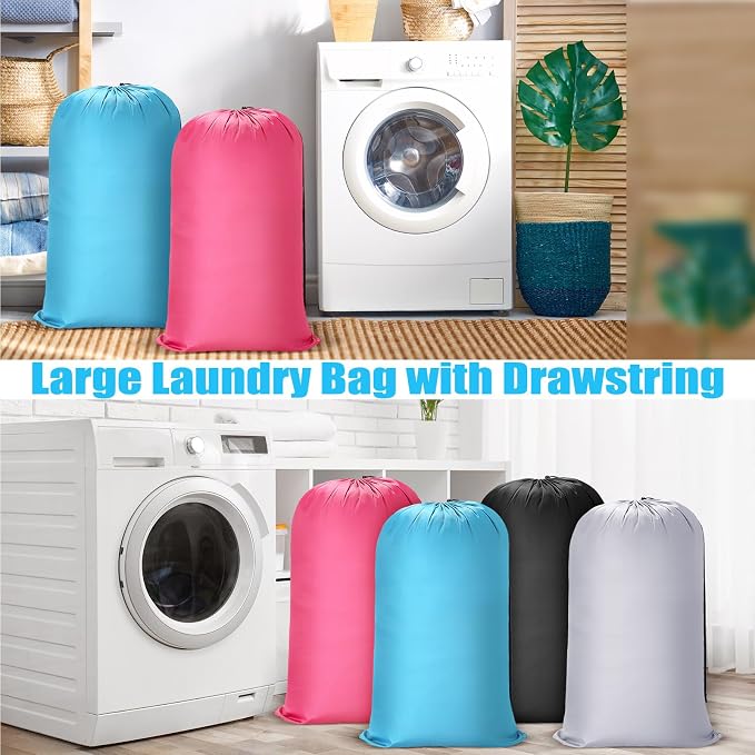 Sanwuta 40 Pcs Large Laundry Bags Bulk,Black, Gray, Sky Blue, Pink | 38" x 24" Travel Laundry Bags for Clothe, Washable Heavy Duty Bag, Camping College Apartment - Image 4