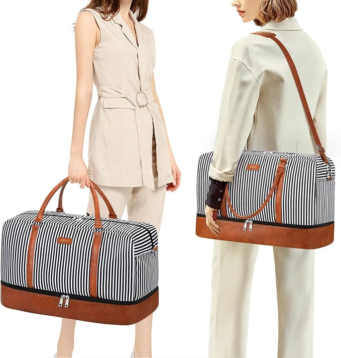 Weekender Bags for Women, 21" Weekender Travel Bag, Travel Duffle Bag with Shoe Compartment Carry on Overnight Duffel Bag for Weekend Travel Business Trip, 3PCS | 3PCS Carry On Overnight Large Duffel Bag with Crossbody Bag and Toiletry Bag for Weekend ... - Image 2