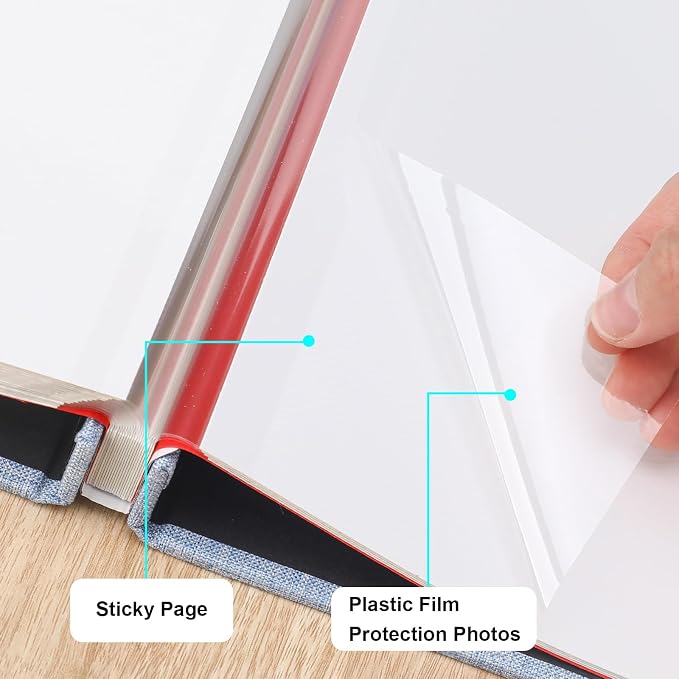 Sieral 4 Pcs Large Photo Album 10.6 x 11" Self Adhesive Scrapbook Album for 4x6 5x7 8x10 Pictures 40 Pages DIY Linen Cover Memory Photo Book for Family Travel Wedding Gifts (Light Color) - Image 4