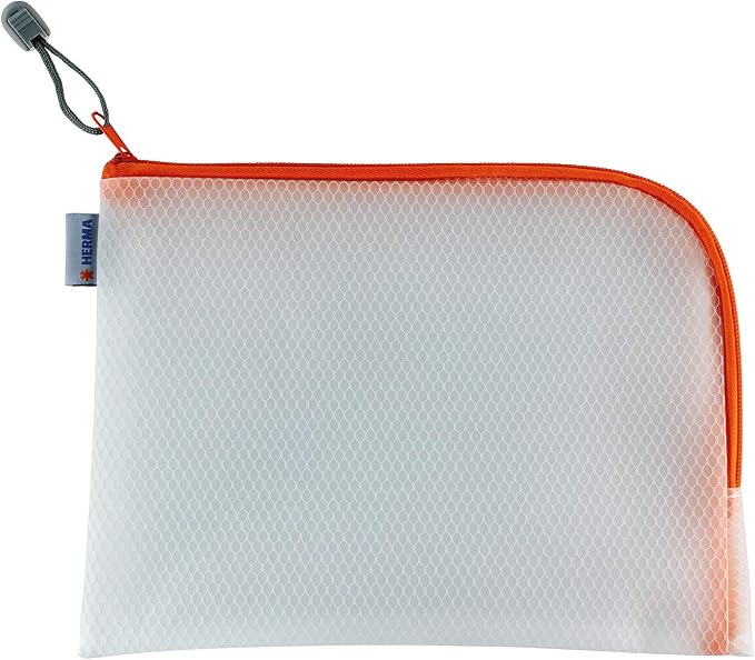 Herma 20007 Zip Toiletry Bag A5, Pack of 10, transparent (26 x 20 cm) small zippered travel pouch for cosmetics, liquids, make-up, toothbrush, clear cosmetic bag with zipper, assorted colours - Image 6