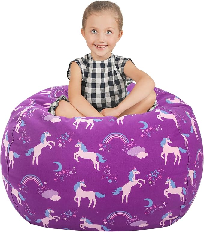 Aubliss Stuffed Animal Bean Bag Storage Chair | (Purple Unicorn, Large (38'')) by Aubliss