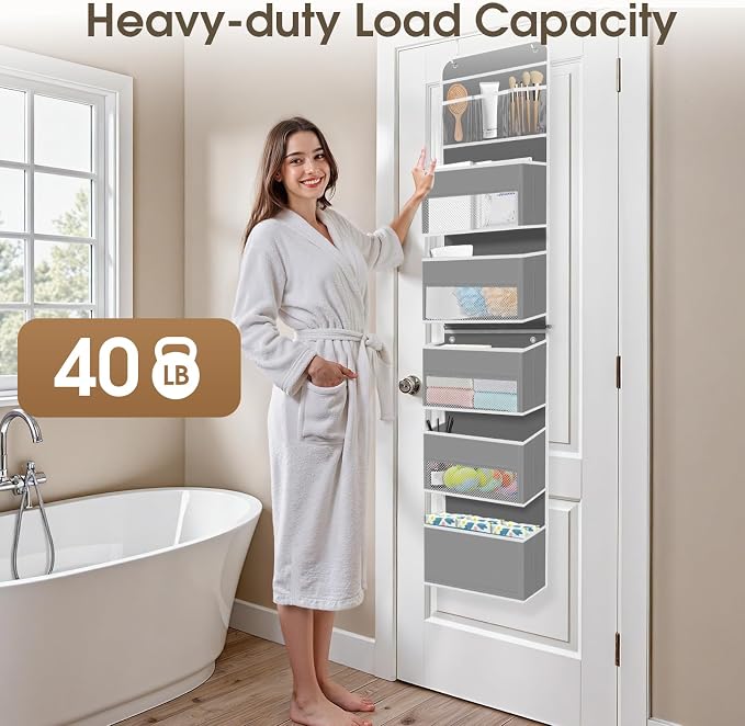 1Pack Over The Door Organizer Large Capacity Hanging Storage Room Organizer | 40 lb Capacity, Ultra-Sturdy, Detachable, Mesh Design with Clear Window, Space-Saving Organizer for Pantry, Nursery & Closet - Image 5