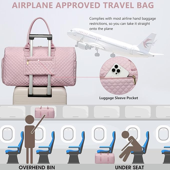 Women Weekender Travel Duffle Bag: Travel Duffel Overnight Bags with Shoe Compartment Large Carry on Tote with Toiletry Bag Weekend Traveling Yoga Gym Hospital Bag for Women with Wet Pocket 3 PCS Set - Image 7