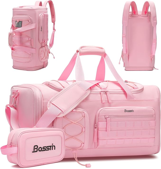 BOSSTIN Gym Bag for Men & Women, 45L-50L Expandable Sports Duffle Bag | Convertible Duffel Backpack, Comes with Toiletry Bag, Shoe Compartment & Wet Pocket, for Workout, Weekender, Overnight Travel by BOSSTIN