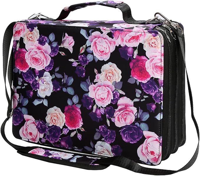 Marker Pen Organizer Case 168 Slots w/Handle & Shoulder Strap | 3-Layer Zipped Pencil Pouch w/Open Front pocket for Gel Pen Markers to Artists, Painters by Lbxgap