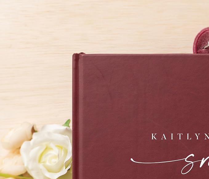 Personalized Guest Book - 11.5" x 8.5" Custom Bride & Groom Names with Bookmark and Hard Cover 140 GSM Blank Pages, for Weddings Guest Book, Engagements, Birthdays, Special Events, Wine - Image 3