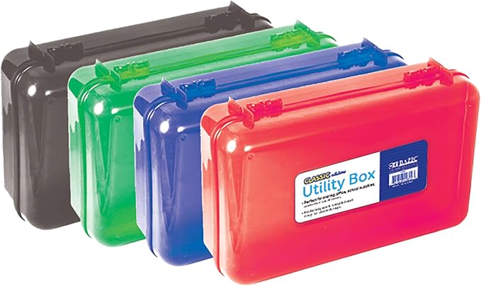 BAZIC PRODUCTS Classic Multipurpose Pencil Box, Stackable, 24-Case | snap-latch lid for pens, tools, crafts, supplies by BAZICProducts