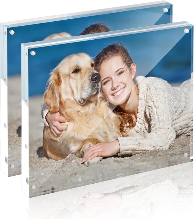 8x10 Acrylic Frame 2 Pack,20MM Thicker Frameless Clear Picture Frames | Freestanding Double Sided Magnetic Picture Frame,Acrylic Picture Frames for Desktop Display with Microfiber Cloth,Gift Ideal by TwingRepublic