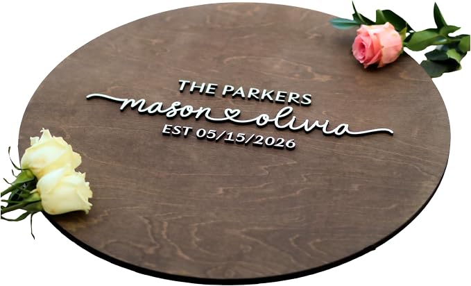 Personalized Round Guest Book Alternative Sign, Unique Guest Book Sign, Custom Alternative Guest Book, Wooden Guest Book, Wedding Ceremony Guestbook Sign (Design 2) by Obsidian+Home+Creations