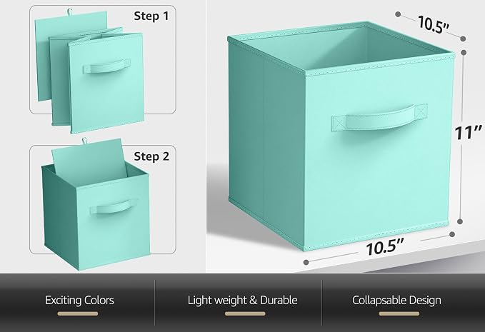 Sorbus Fabric Storage Cubes - 6 Foldable Storage Bins for Organizing Pantry, Cubbies, Toy Box - Clothes Storage & Closet Organizer - 13 Inch Collapsible Cube Baskets for Shelves with Handle - Image 2