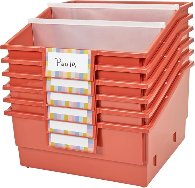 Really Good Stuff Picture Book Classroom Library Bins with Dividers, 6-Pack | Clay, 13.5 in W x 13.5 in D x 7.75 in - Image 8