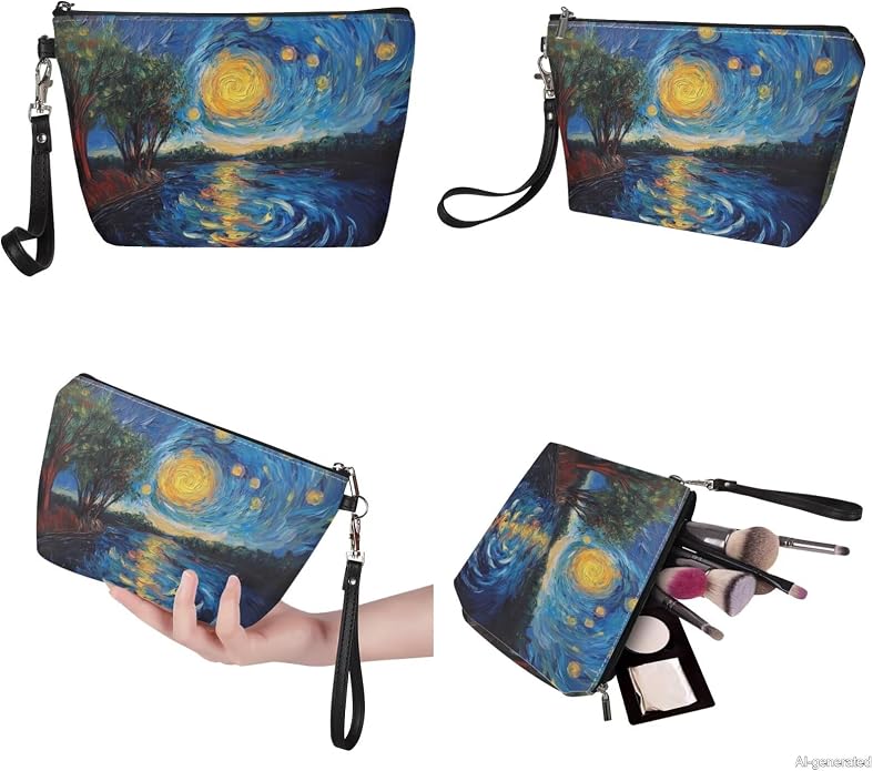 GIFTPUZZ Women Top Handle Bags Handbags with Zipper Leather Wallet Cash Card Phone Holder and Makeup Bag Set 3pcs - Image 7