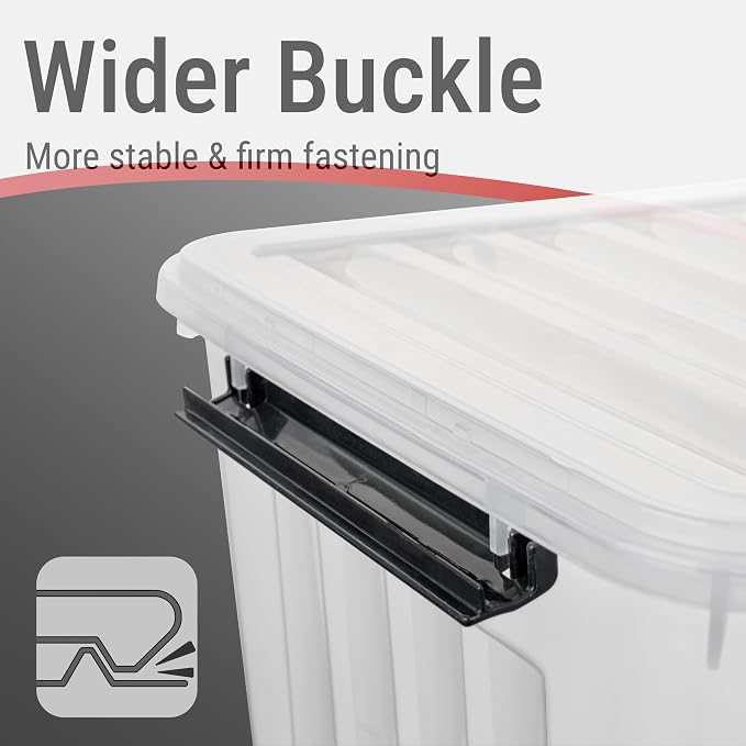Cetomo Plastic Storage Bins, Lidded Storage Box with Wheels for Home Office Dorm, Wheeled, Stackable, Clear, 60Quart-4 Pack - Image 2