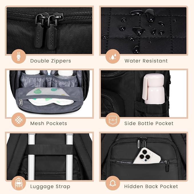 LOVEVOOK Diaper Bag Backpack Large Capacity Baby Bag with Portable Changing Pad, Multifunction Baby Travel Backpack - Image 4