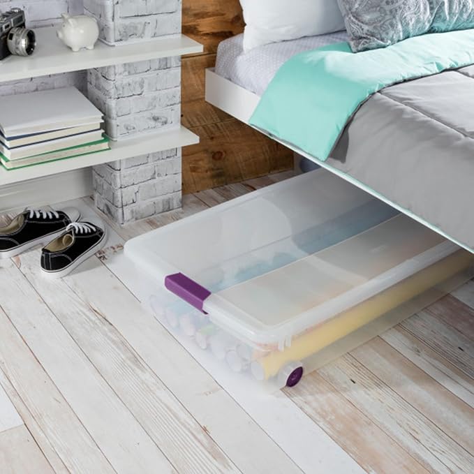 Sterilite 16-Pack 60 Quart ClearView Latch Box, Wheeled Underbed Organizer Bins with Latching Lids - Clear Plastic Organization Containers for Closet, Bedroom, Shelving Units and Everyday Home Storage - Image 4
