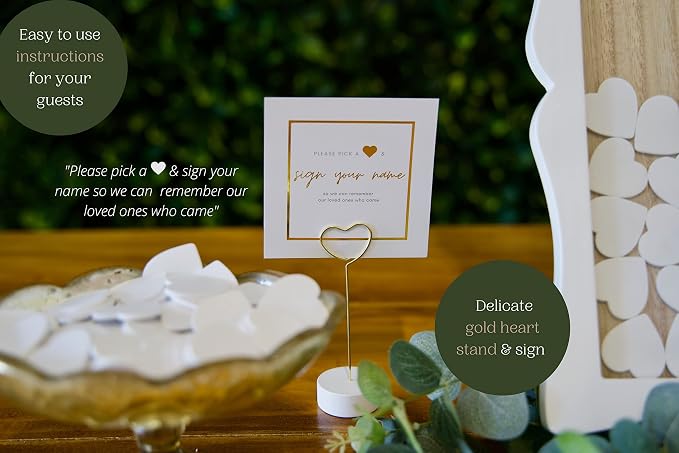 Wedding Guest Book Alternatives | Drop Top Frame 85 hearts | Large photo insert | Unique guestbook alternatives baby shower | guest book alternatives birthday party | retirement | funeral guest book - Image 4