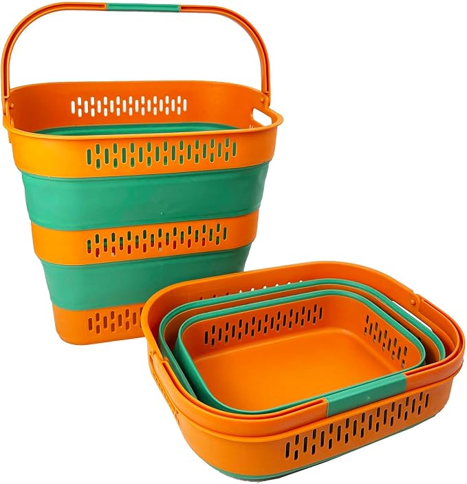 SAMMART 38L(10 Gal) Collapsible Laundry Basket - Foldable Pop-Up Storage Container/Organizer-Portable Space Saving Hamper, Measure 17.5x13.3x15.7"/3.8" Expanded/Collapsed (2, Autumn Leaf/Forest Green) - Image 5