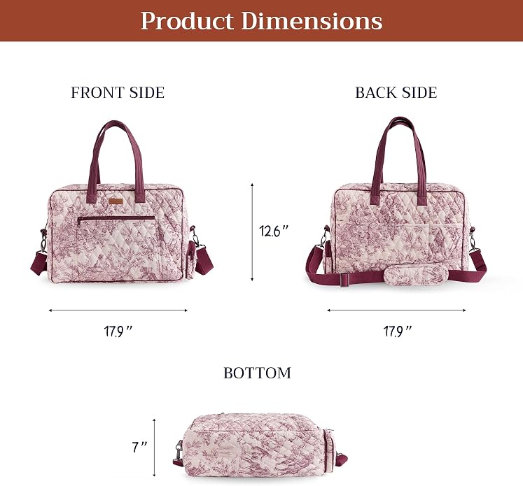 Maison d' Hermine Weekender Bags for Women Cotton Quilted Duffel Overnight Luggage Weekend Bag for Men Gym Gifts Travel | Overnight Luggage Weekend Bag for Men Gym Sports Gifts Duffle bag Business Travellers Trip Spring Summer - Image 5