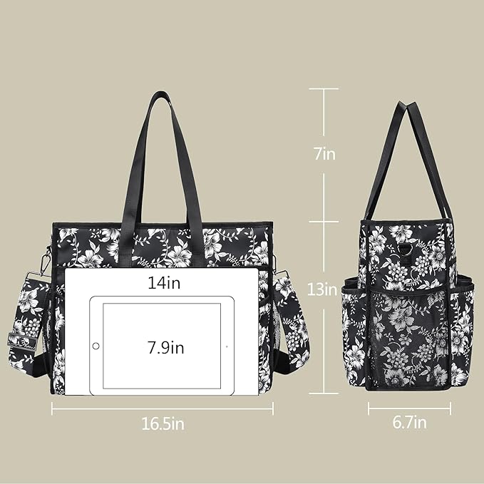 CLOUDMUSIC Large Tote Bag For Women Travel Nurse Teacher Work Waterpoof With Zipper Utility Everything Bags | Travel - Image 5