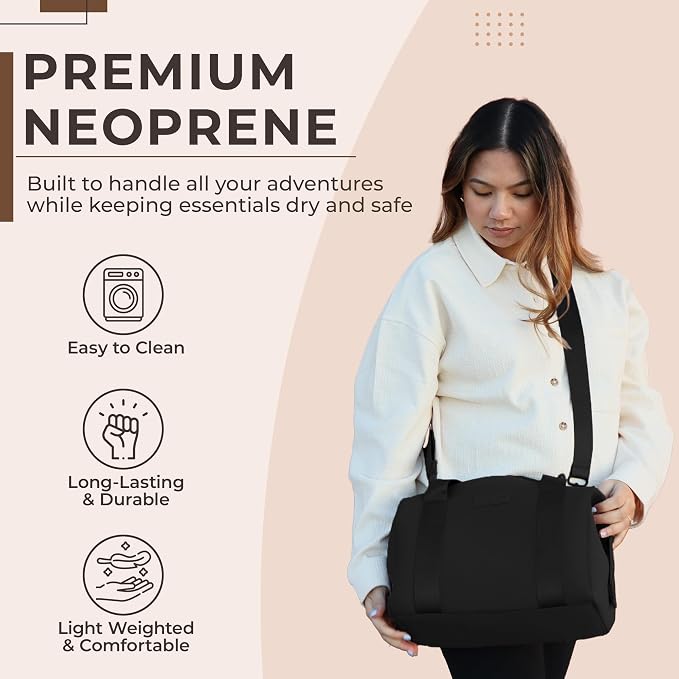 Small Diaper Bag Tote - Lightweight 12x7x8 in Neoprene Diaper Bag with Changing Pad and Pouch, Water-Resistant - Image 7