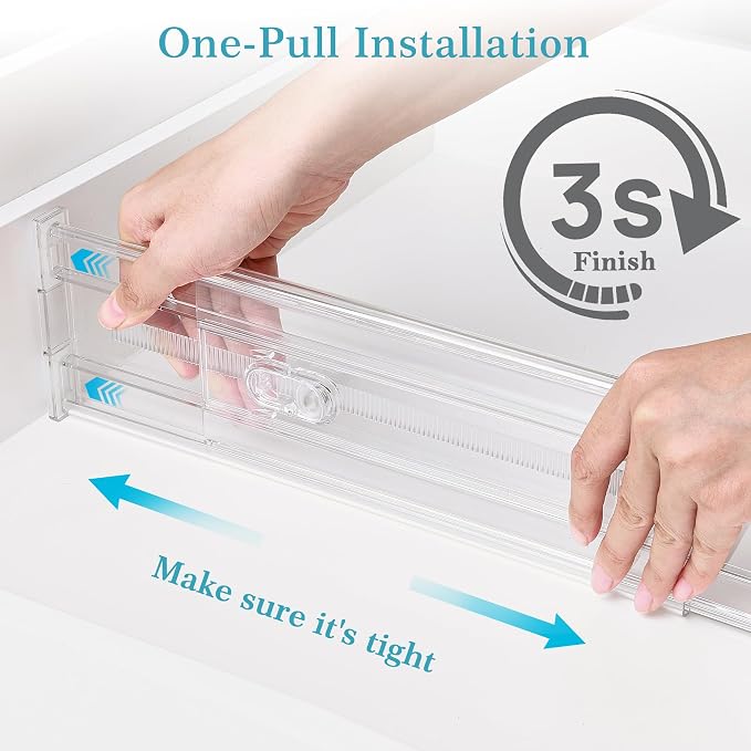Vtopmart 4" Regular Upgrade Drawer Divider for Clothes, 12.8"-22.3" 12 Pack | Expandable Dresser Drawer Organizer, Clear Separator, Baby Clothing, Underwear, Cosmetics, Toiletries Storage, Space Saving - Image 7