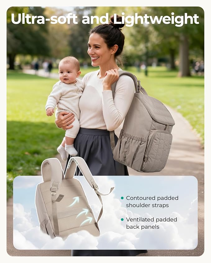 BAGSMART Diaper Bag Backpack with Changing Pad, Insulated Bottle Holders | Large Capacity, Water-resistant, Puffer Travel Baby Bag for Mom Dad Girl Boy, Pañaleras Para Bebe, Baby Shower Gifts - Image 4