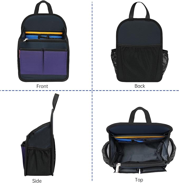 Mini Premium Rugged Backpack Purse Organizer Insert for Women Fashion Small Backpack-19 Pockets,Padded Water-repellent Nylon-Mix - Image 9