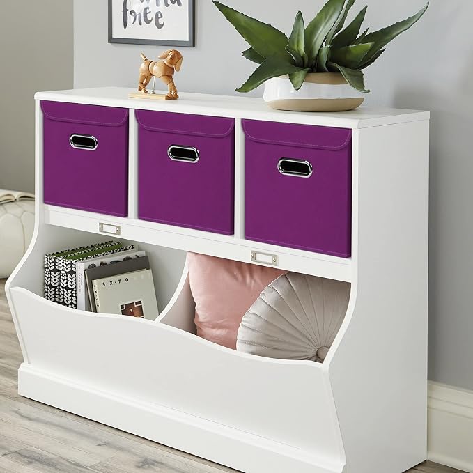 Closet Organizers Fabric Storage Bins With Lids Collapsible Cube Storage Organizer Basket With Handles,Storage Boxes for Clothes Storage,Office,Laundry,Shelves,6 Pack,（Purple） - Image 4
