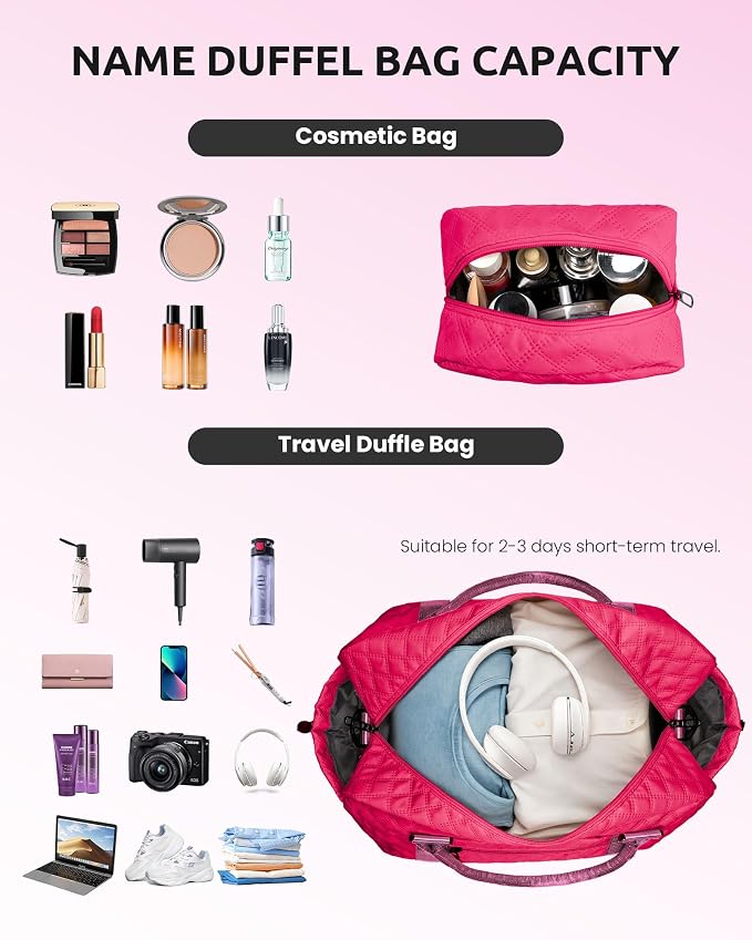 Gifts for Teen Girls 12-14, Birthday Gift-Monogram Overnight Bags | Initial Travel Bag with Shoe Compartment, Personalized Weekender Bags for Women, Letter Travel Bag with Makeup bag (Letter M) - Image 4