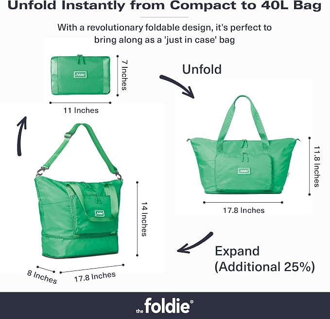 The Foldie Foldable Travel Bag for Women - 40L Weekender Bag with Multiple Pockets - Carry On Expendable Travel Bag - Image 2