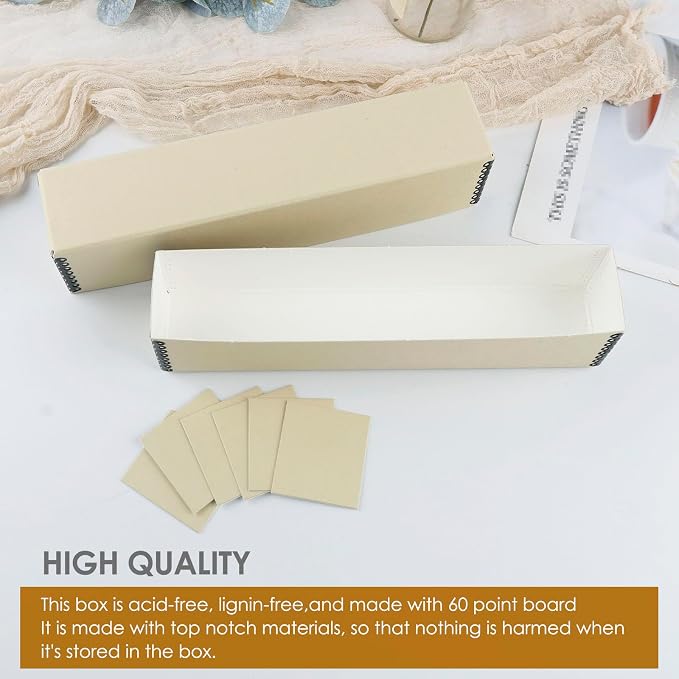 Golden State Art, Archival Slide Storage Case, 2.5"x2.125"x11" -Tan | Acid-Free File Box, Metal Edge Corner, Holds Up to 140 Films, Ideal for Store Photos Negatives and Cards - Image 5