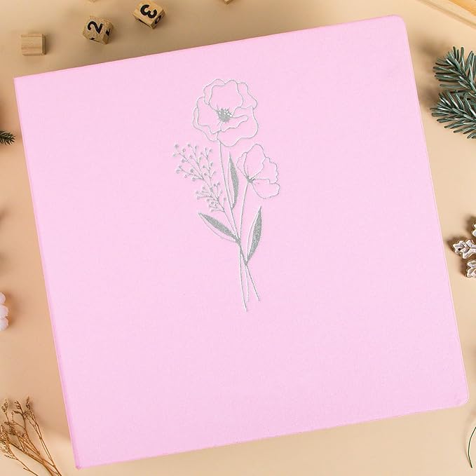 Lanpn Scrapbook Photo Album 12x12 2 Packs, Linen Cover Archival Acid Free Top Load 3 Ring Binder Folder Photo Book 12 x 12 with 30 Plastic Sleeves 60 Pages Pink - Image 6
