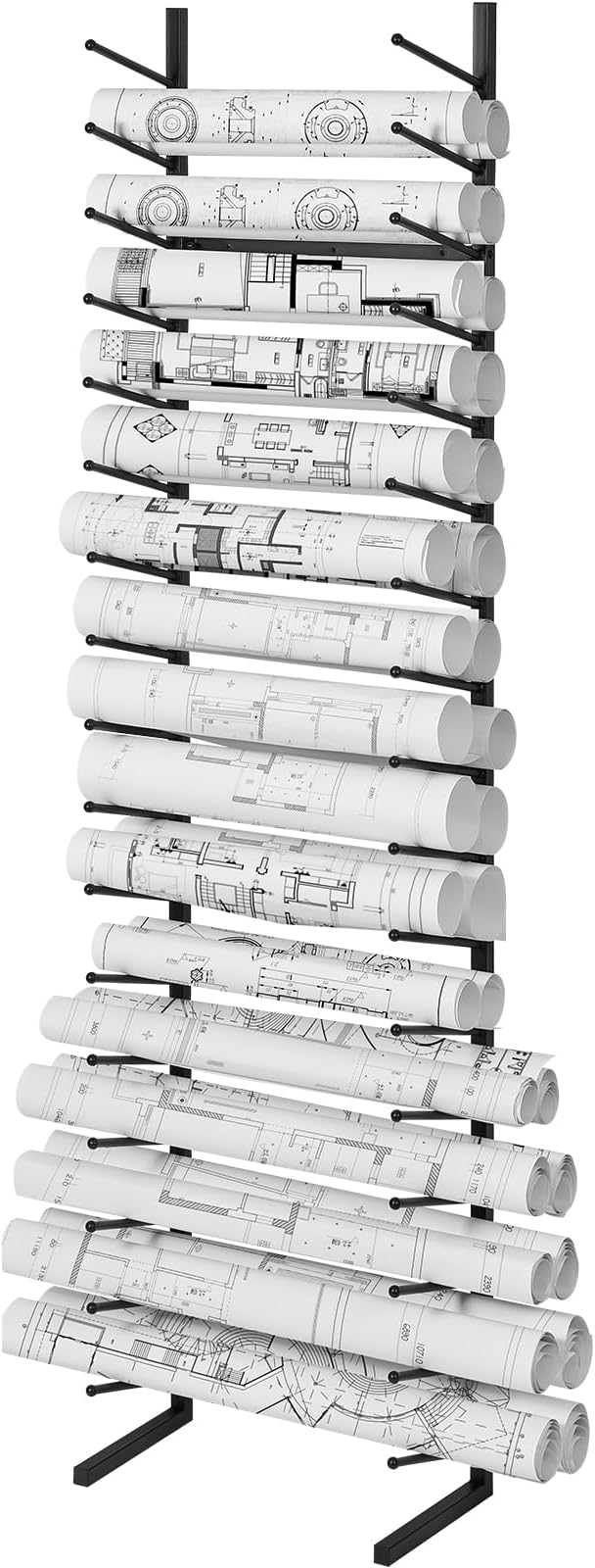 VEVOR Blueprint Storage Rack, Hanging Poster Display Rack 16-Tier, Vertical Blueprint Roll File Holder 2 Rolls/tire, Roll File Storage Rack for Blueprint Map Poster by VEVOR