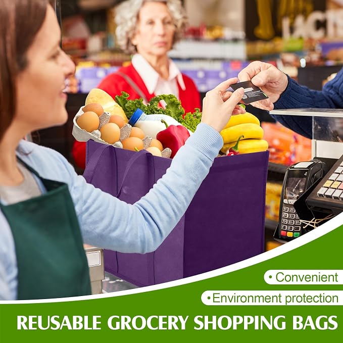 Hillban 30 Pack Large Reusable Shopping Bags Bulk | Heavy Duty Foldable Grocery Bags 16 x 13 x 10 Inch, Washable Portable Storage Totes with Reinforced Handles - Image 7