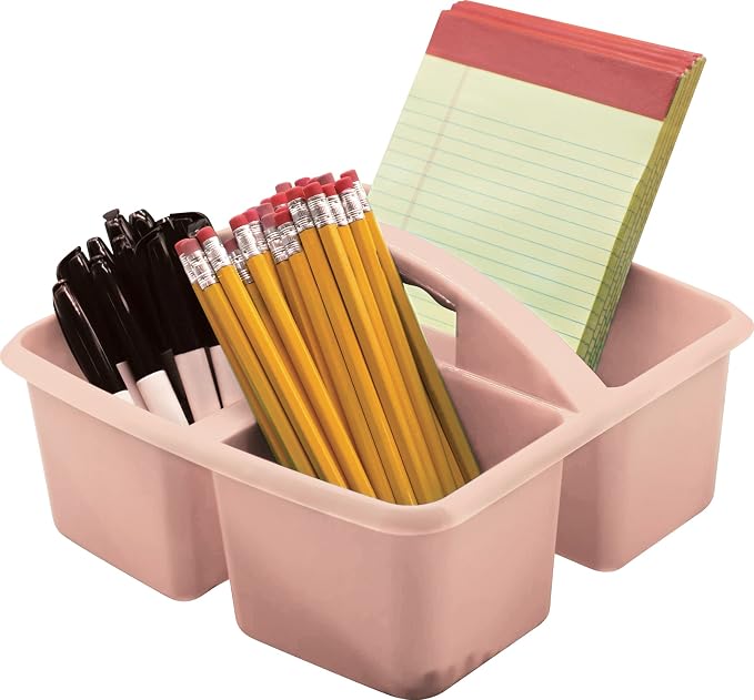 Teacher Created Resources Blush Portable Plastic Storage Caddy 6-Pack for Classrooms, Kids Room, and Office Organization, 3 Compartments - Image 2