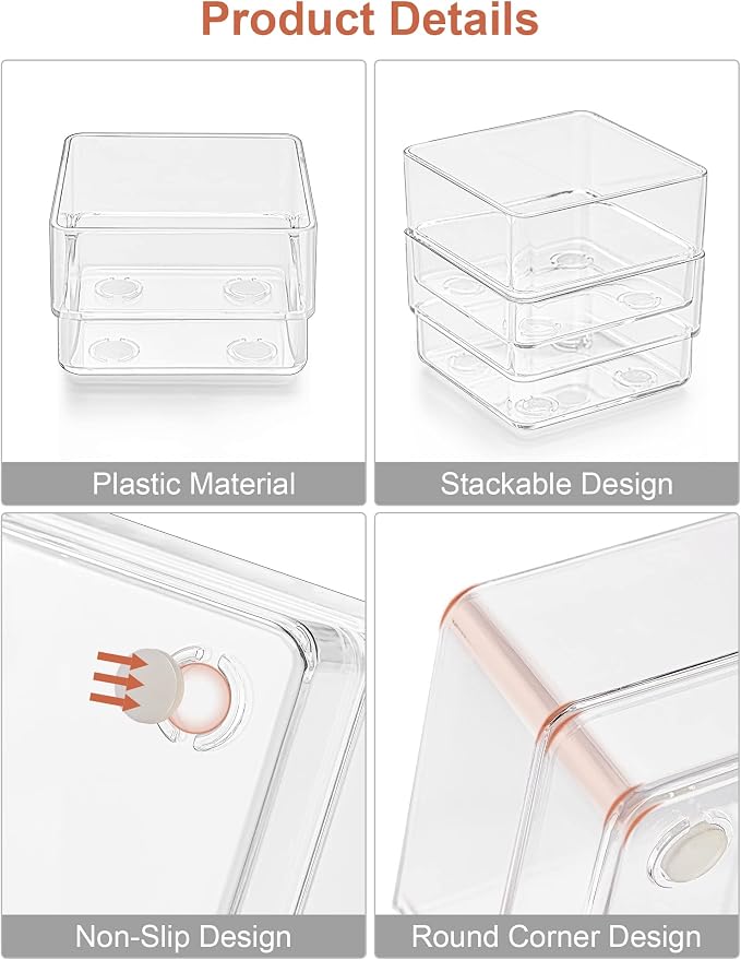 SMARTAKE 16 PCS Drawer Organizer, 5-Size Desk Bathroom Drawer Organizer | 5-Size Storage Tray with Non-Slip Silicone Pads for Makeup, Jewelries, Utensils in Bedroom Dresser, Office and Kitchen, Clear - Image 5