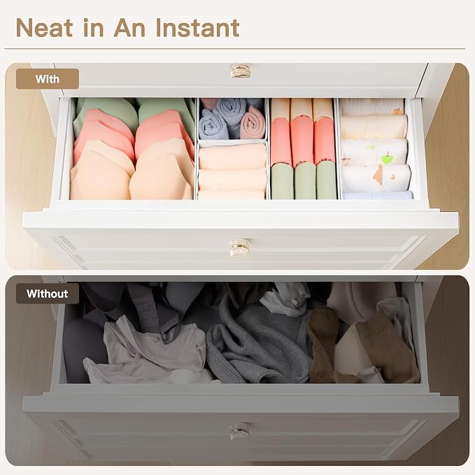 Drawer Organizer Clothes, 14 Pack Dresser Organizer for Baby Clothes, Underwear, Sock- Foldable Closet Organization and Storage Dividers Bins for Nursery, Bedroom and Dorm (White) - Image 4