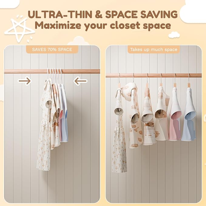 VILICK Kids Plastic Hangers, Baby Clothes Hangers for Closet 50 Packs Non-Slip Toddler Hangers for Infant Child Clothing, Small Children, for Pants Coats Skirts (White) - Image 5