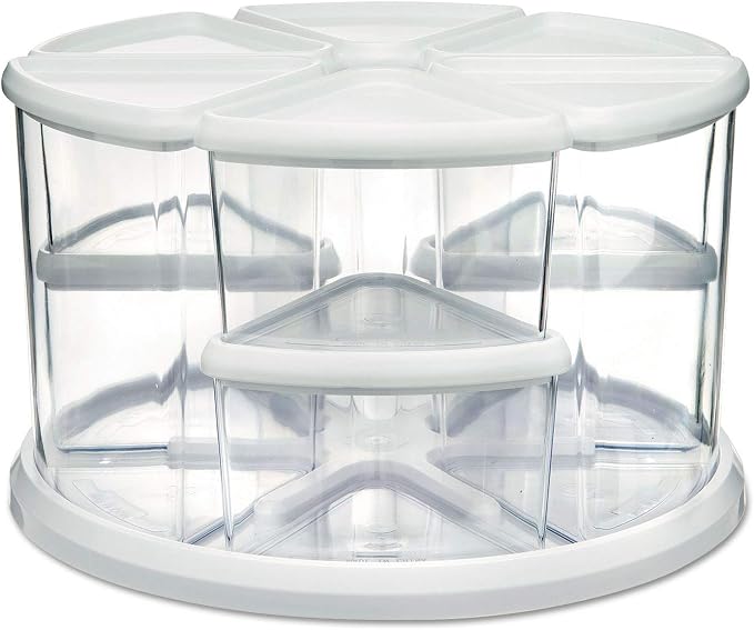 Deflecto Rotating Carousel Craft Organizer, 9-Canister, Includes 3" and 6" Canisters, Removable, Clear, Lids - Image 6