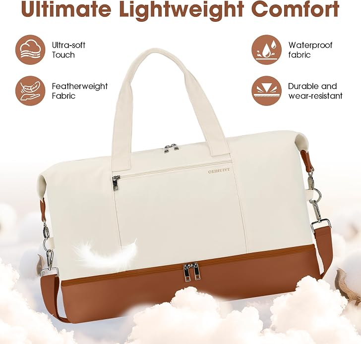 Women's Weekender bag Travel Duffel Bag with Shoe Compartment 21-inch Airline-Approved Carry-On, 2-Piece Overnight Bag Set Personal Item Luggage - Image 2