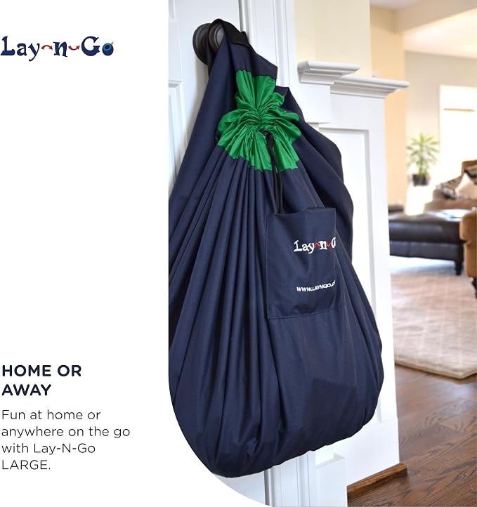 Lay-n-Go Layflat Portable Drawstring Cinch Storage Toy & Mini Figures Organizer & Play Mat, Mesh Pockets, Home & Travel, Kids & Toddlers Playdates, 2 Straps for Backpack, Durable, Machine Washable - Image 8