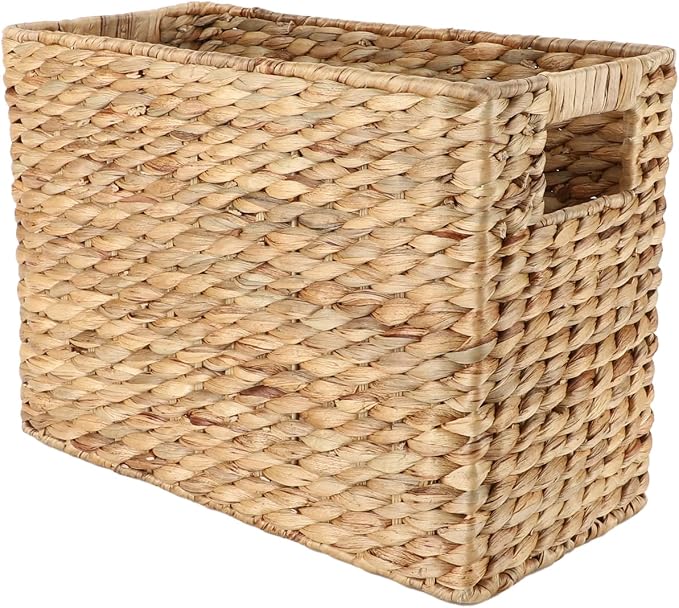 YAHUAN Natural Water Hyacinth Storage Basket with Built-in Handles Stair Basket Magazine Basket Large Wicker Baskets for storage Home Organizing Laundry (Water Hyacinth) by YAHUAN