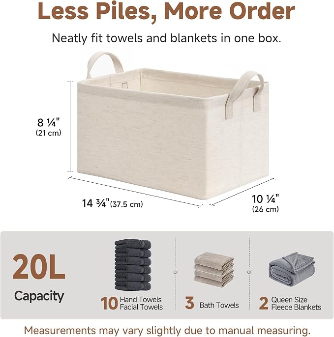 StorageWorks Fabric Storage Bins, Linen Closet Organizers, Beige, 2-Pack | With Reinforced PU Handles, Metal Frame, Sturdy Structure, Collapsible, for Closet, Shelves, Holds Clothes, Towels, Blankets - Image 7