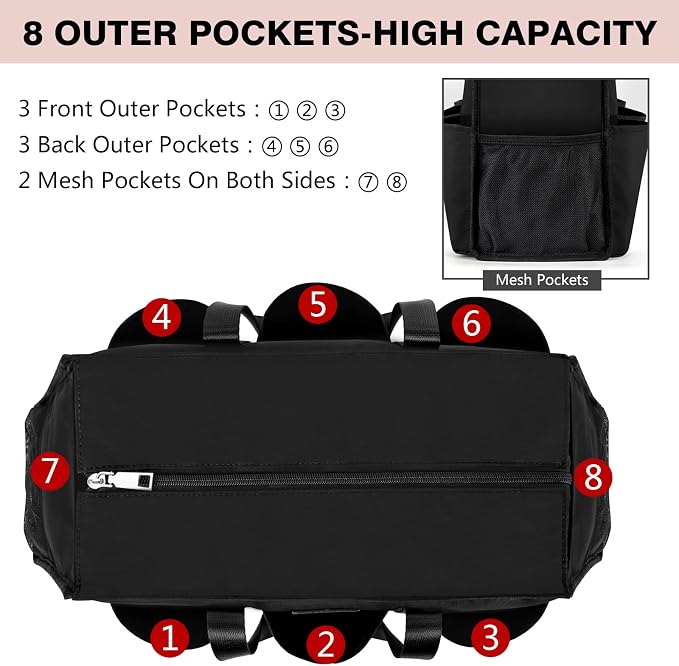 IBFUN Utility Tote Bag with 24 Pockets, Large Teacher Travel Tote for Women | Large Work Tote Bag 2pcs with Zipper for Travel Daily School Teacher Nurse, Large Lightweight Laptop Shoulder Bag Handbag - Image 4