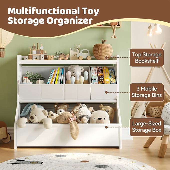 FOUCSSOMEI Kids Toy Storage Organizer for Easy Toy Cleanup and Organization | Stable child-friendly design helps create a safer everyday storage solution Patent Design - Image 5