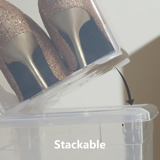 novelinks 6 Pack 6QT Plastic Storage Bins with Lids, Shoe Bins | Shoe Boxes Clear Plastic Stackable, Shoe Containers, Clear Shoe Storage Boxes, Craft Organizers and Storage - Image 4